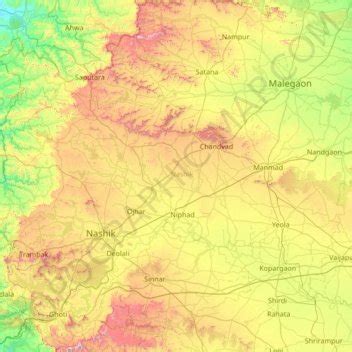 Nashik topographic map, elevation, terrain