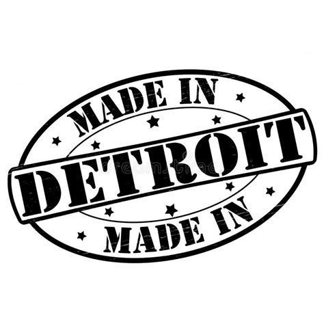 Made In Detroit Words Red Ink Stamp Grunge Badge Emblem Logo Stock