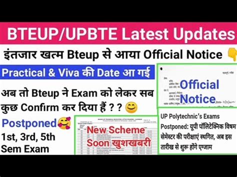 BTEUP Odd Sem Exam 2023 Postponed BTEUP Practical Exam 2023 BTE New