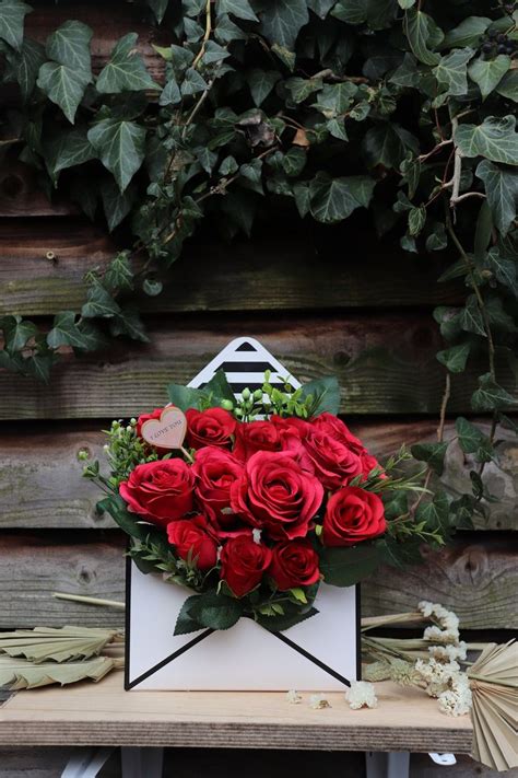 Personalised Valentine S Day Artificial Flower Arrangement Red Roses