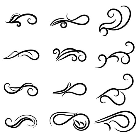 set of swirl border calligraphy and dividers decorative vector in ...