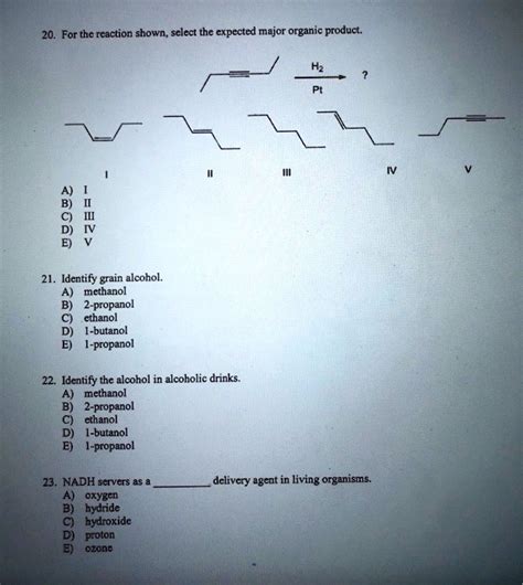 Solved For Thc Rcaction Shown Select The Expected Major Organic