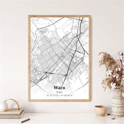 Map of Waco Digital File, Modern City Map, Waco Printable Map, Waco Map ...