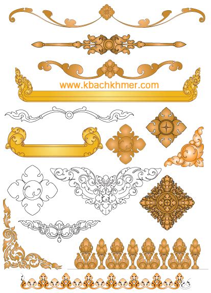 Bunch of Kbach Khmer for Tacteng (*.ai) - Vector Khmer