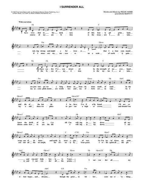 I Surrender All By Clay Crosse Sheet Music For Lead Sheet Fake Book