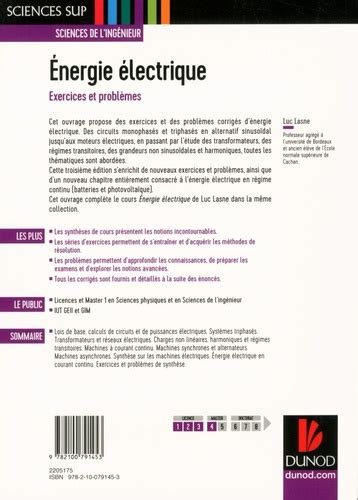 Energie Lectrique Exercices Et Probl Mes De Luc Lasne Grand Format