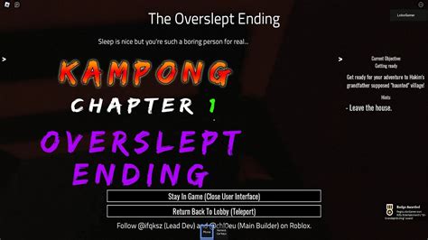 Kampong Chapter Overslept Ending Roblox Full Walkthrough