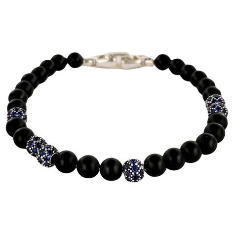 Spiritual Beads Faceted Bracelet Sterling Silver With Black Spinel 5mm