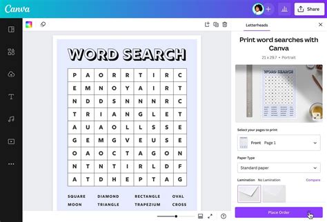 Free Word Search Maker Make Your Own Word Search Canva Worksheets