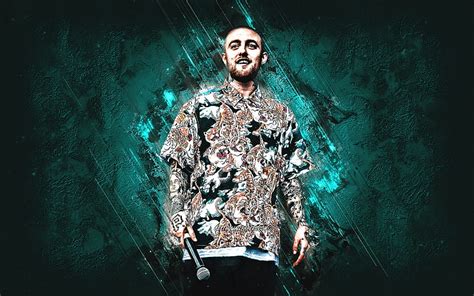 Mac Miller American Rapper Portrait Turquoise Stone Background Easy Mac Hd Wallpaper Peakpx