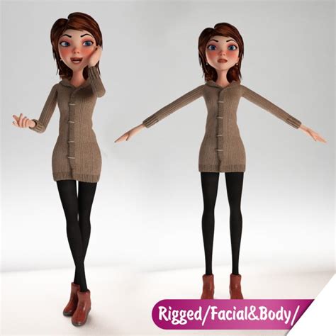 Cartoon Girl Rigged 3d Model