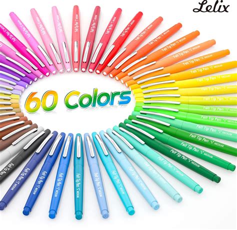 Buy Lelix 60 Colors Felt Tip Pens Medium Point Felt Pens Assorted