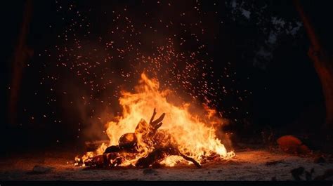 Árvores de fogo queimando galhos plantando churrasco de floresta imagem