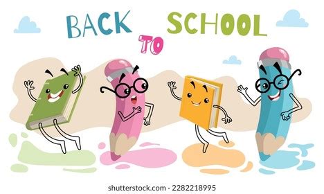 School Vector Characters Designs Template Education Stock Vector ...