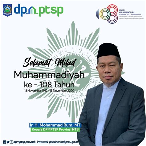 Selamat Milad Muhammadiyah Ke 108 Tahun DPMPTSP Prov NTB