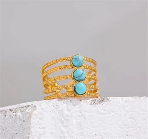 Bague Multirangs Turquoise Des Bijoux Fantaisie