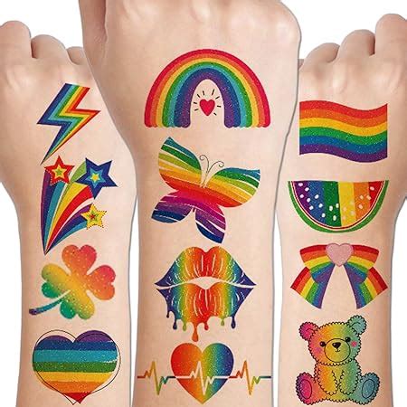 Amazon CHARLENT Glitter Rainbow Temporary Tattoos 140 PCS