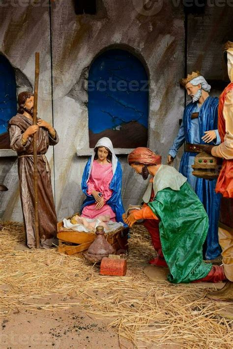 a nativity scene with figurines of people and animals 35471821 Stock Photo at Vecteezy