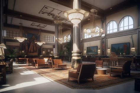 Premium AI Image | A rendering of the lobby of the hotel grand hotel.