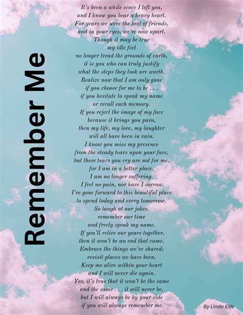 Remember Me Downloadable Poem Print by Linda Ellis 8.5 X 11 - Etsy