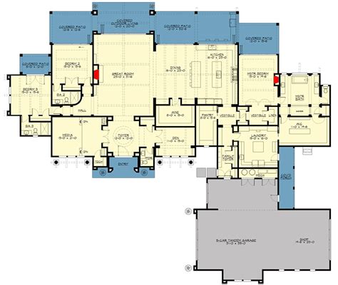 Luxury Transitional House Plan with 3 Bedrooms - 4900 Sq Ft - 23953JD ...