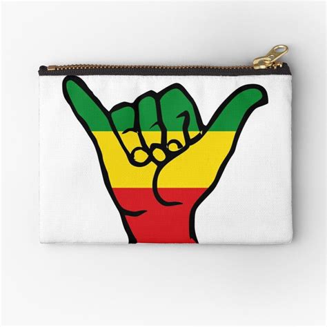 Aloha Shaka Hands Reggae Rasta Fari Colors Zipper Pouch By Alma