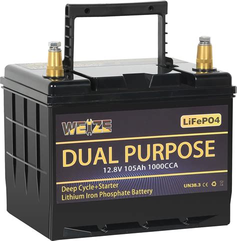 Weize 12v 105ah Dual Purpose Lifepo4 Lithium Battery 1000cca Group 31 Group 27 Gc2