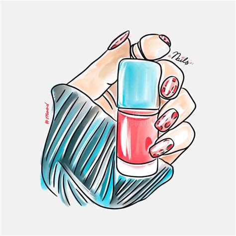 Mano Hembra Con Uñas Largas Sostiene El Esmalte De Diseño De Uñas De