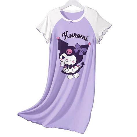 Cute Sanrio Kuromi Pajamas For Women My Melody Nightgown Lightweight Sleep Dress Cinnamoroll