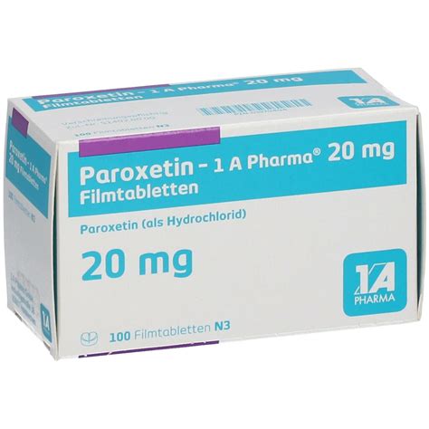 Paroxetin 1A Pharma 20Mg 100 St Mit Dem E Rezept Kaufen Shop Apotheke