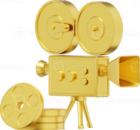 Vintage Filmkamera Im Cartoon Stil In Gold Lustige Retro Videokamera