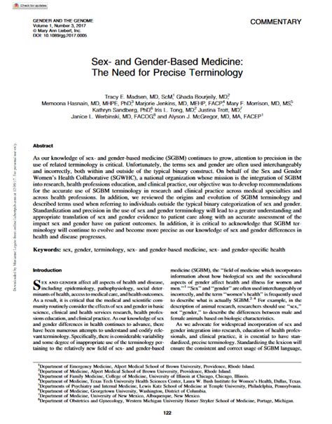 Sex And Gender Based Medicine The Need For Precise Terminology