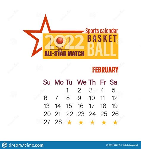 Sports Calendar 2024. Vector Template. Basketball Competitions. Planner ...