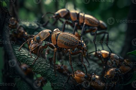 AI generated Golden creepy bugs insect. Generate ai 38148275 Stock