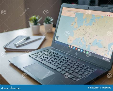 March 2020 UK Google Maps On Chromebook Laptop Showing Europe