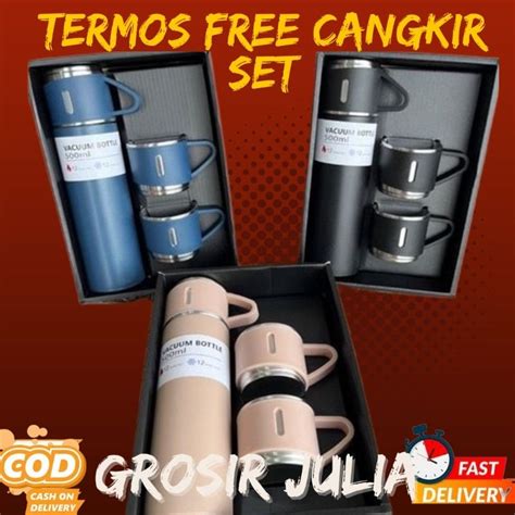 Jual Termos Air Panas Sultan Vacum Flask Set Cangkir Gift Box Hampers