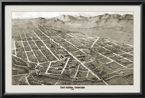 Fort Collins CO 1899 Restored Map Vintage City Maps