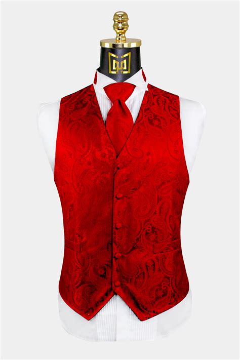 Red Paisley Vest And Tie Set Gentlemans Guru