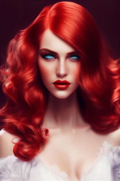 Beautiful Face Long Red Hair Detailed Eyes One F