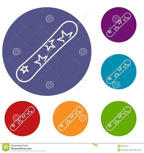 Snowboard Icons Set Stock Vector Illustration Of Season 95786113