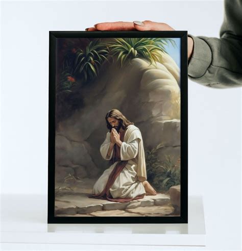 Quadro Jesus Cristo Oração A3 Moldura 33 x 45 cm Elo7