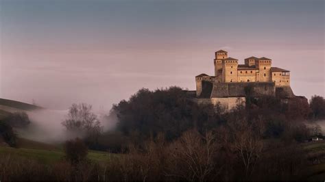 Torrechiara Castle In The Fog Langhirano Emilia Romagna Italy