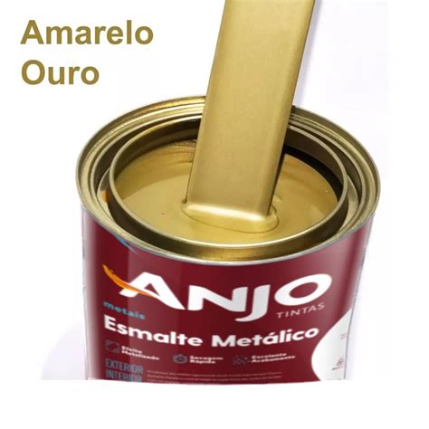 Tinta Amarelo Ouro Esmalte Sint Tico Metalico Plus Ml Anjo Shopee