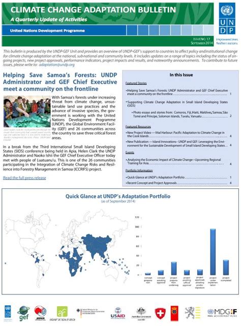 United Nations Development Programme & Climate Change Adaptation - A Quarterly Update of ...