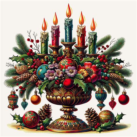 Vintage Christmas Centerpiece Vintage Christmas Clipart Etsy Uk