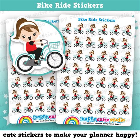 42 Cute Bike Ride Girl Planner Stickers - Etsy