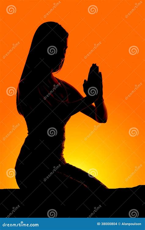 Silhouette Woman Kneel Pray Stock Photo Image Of High Lovely 38000804