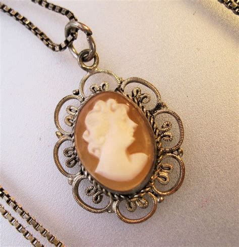 Vintage Italian Cameo Pendant Necklace By Brighteyestreasures