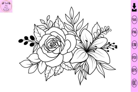 Flowers Svg Bouquet Flower Svg Floral Graphic By Tadashop Design · Creative Fabrica