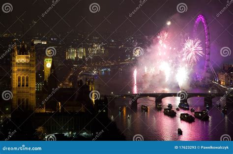 Fireworks Over London Eye And Westminster Editorial Stock Photo - Image ...